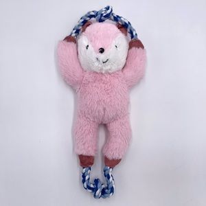 Pink Fox Dog Toy Squeaky Rope Plush Dog Toy